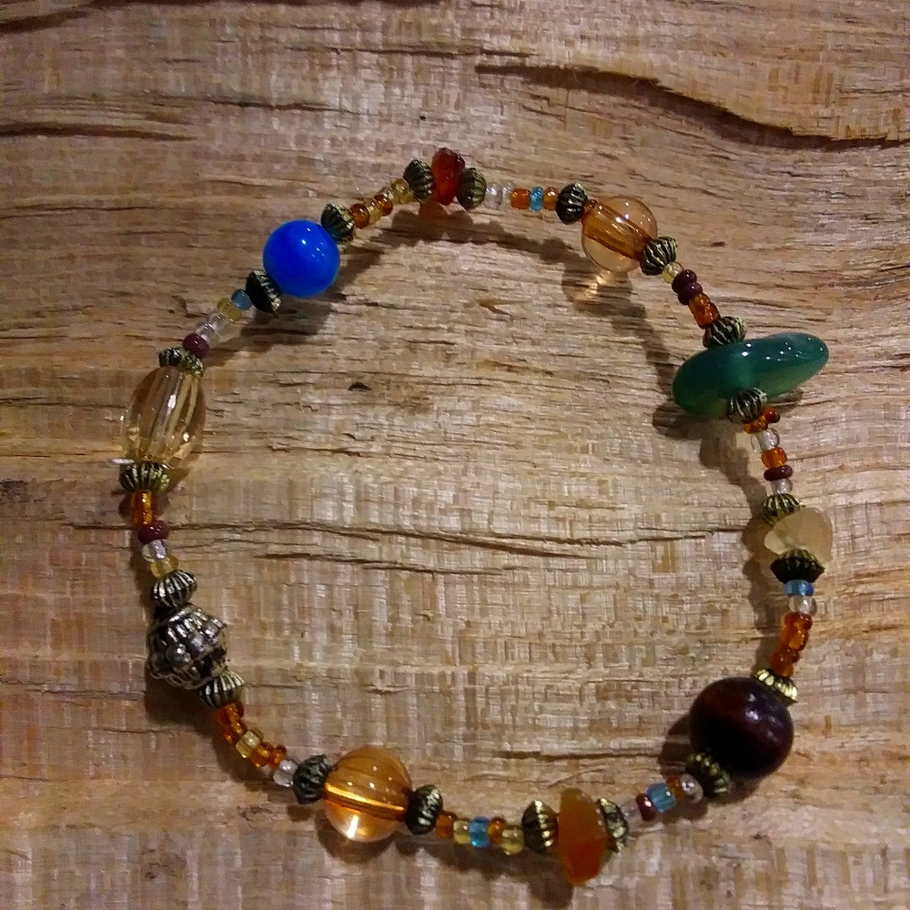 Natural gemstone and bead bracelet